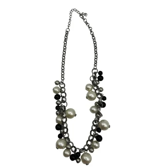 Womens Necklace Jewelry 10.25" Choker Faux Pearl Beads White Black Grey Costume - Picture 2 of 16